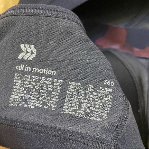 All in motion zip front high impact sports bra blue purple water color 36D - Picture 5 of 7